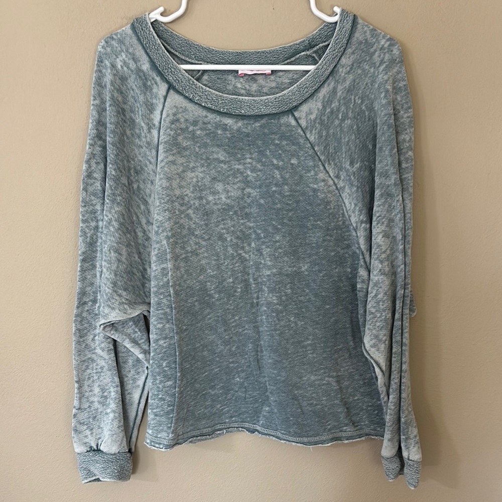 Pink Lily Green Long Sleeve Relaxed Sweatshirt